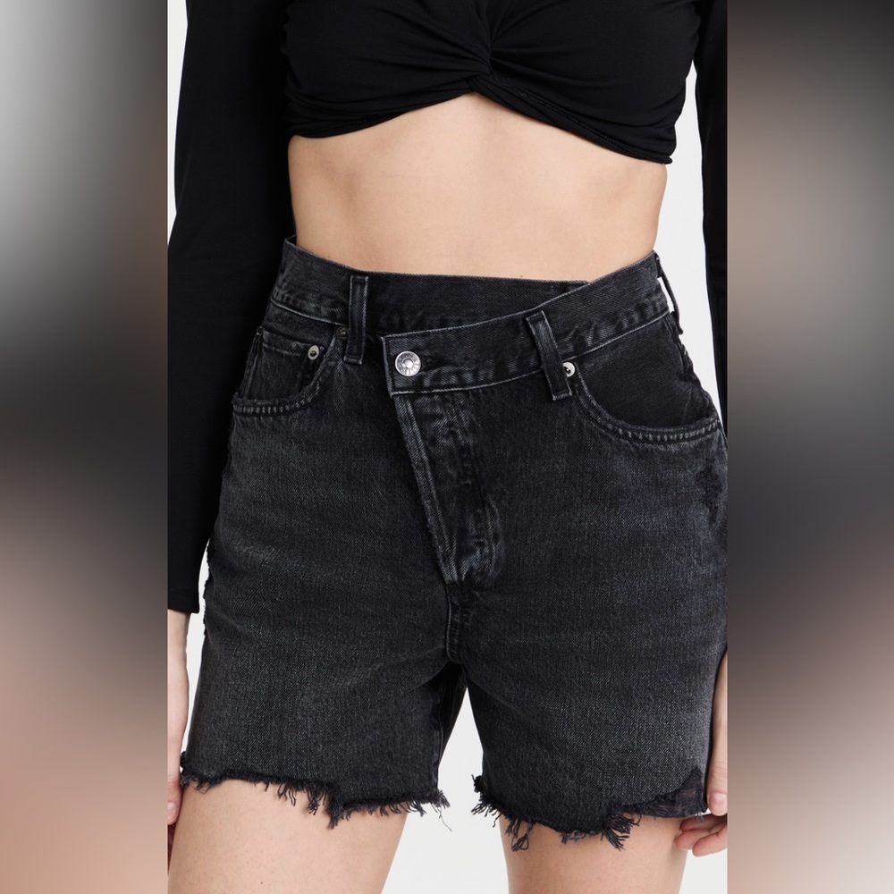 AGOLDE Criss Cross Black Jean Shorts